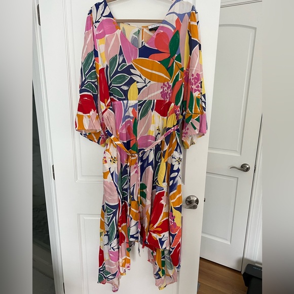 ELOQUII Elements Women's Size 20 Floral Print Maxi Dress with Kimono Sleeves - Picture 3 of 3